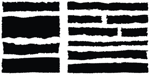 Punk Grunge Torn Paper Vector Set: Jagged Ripped Edges, Scrapbook Collage & Distressed Newspaper Templates