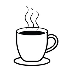 Hot Coffee Drink in Mug on Saucer with Steam