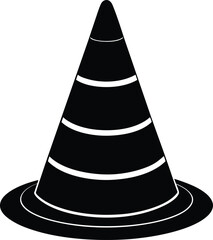Traffic cone silhouette vector illustration for road safety, construction zones, caution signs, hazard warnings, transportation control, barriers, and urban design.