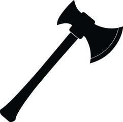 Axe silhouette vector illustration perfect for woodcutting, forestry, outdoor, tool, weapon, camping, survival, strength, adventure, and nature themes.