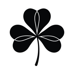 Black Shamrock Silhouette Irish Symbol, ThreeLeaf Clover, St. Patricks Day
