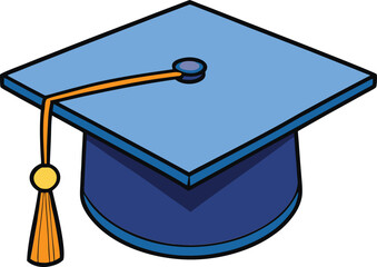 Graduation cap vector illustration, academic hat, diploma, graduation ceremony, cap and tassel, school graduation, education symbol, vector art, success, achievement."