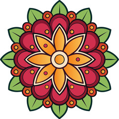 Diwali rangoli floral pattern vector illustration with vibrant colors, traditional design, decorative art for festivals, celebration, Indian culture, Diwali decor, and festive designs.