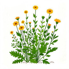 yellow flowers on white background