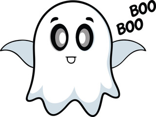 Cute ghost boo vector illustration, Halloween theme, spooky character, cartoon ghost design, adorable spirit, ghost boo, vector art, Halloween vector, cute ghost clipart.