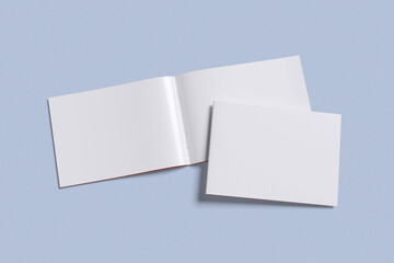 Landscape Brochure with blue background color for mockup