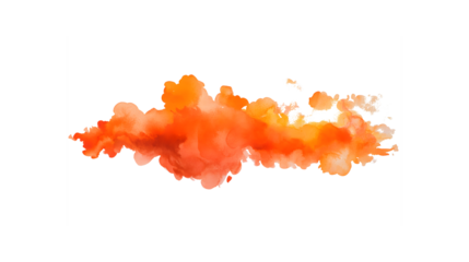 Artistic Watercolor Orange Cloud with Splatter Texture on transparent background