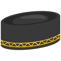 Black skullcap with a gold trim. Suitable for fashion design projects, Halloween themes, and edgy graphic designs. Stylish and versatile accessory.