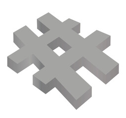 Hash mark sign 3D. vector