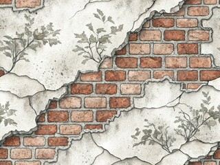 AI Brick Wall Texture Journaling Illustration