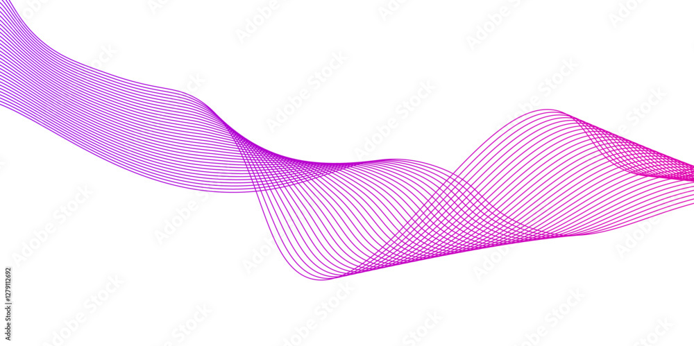 Poster pink wave lines and technology background. abstract soft wave lines dynamic flowing pink light isola