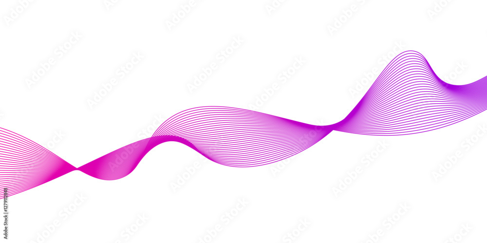 Poster pink wave lines and technology background. abstract soft wave lines dynamic flowing pink light isola