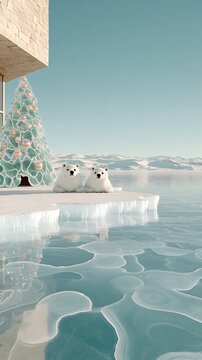 there are two polar bears sitting on an ice floer