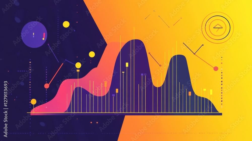 Poster abstract data visualization with vibrant colors showcasing trends and analytics in modern design