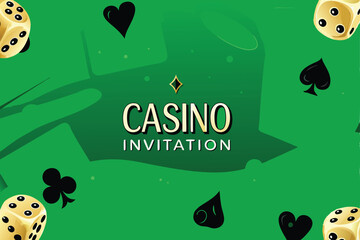 Design an elegant casino invitation featuring gold accents, playing cards, and a sophisticated typography. The design should exude luxury and exclusivity.