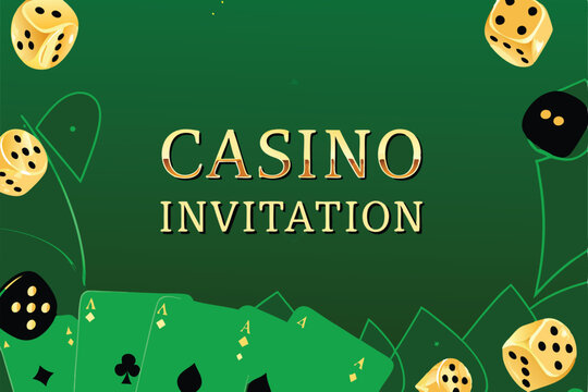 Design an elegant casino invitation featuring gold accents, sophisticated typography, and a subtle playing card motif.  Target audience high-rollers.