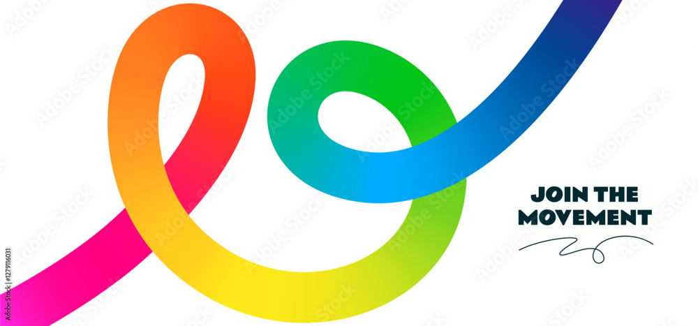 Leinwandbilder Abstract Background with Color Line. Vector Pattern with 3D Gradient Shape. Curve Geometric Design Element. Rainbow Wavy Ribbon
