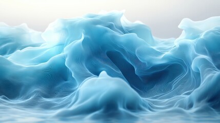 Obraz premium Ethereal blue waves gently undulating under soft light, creating a serene oceanic atmosphere
