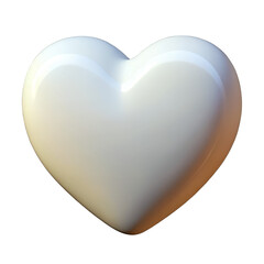 white heart 3d render, transparent background
