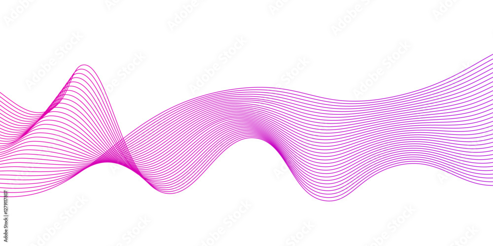 Poster pink wave lines and technology background. abstract soft wave lines dynamic flowing pink light isola
