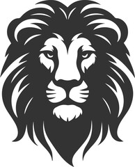 A lion staring into the distance with a wise expression vector silhouette