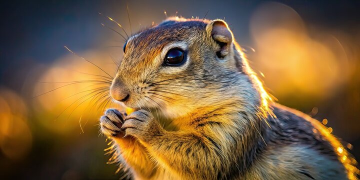 Belding's Ground Squirrel Scratching Face - Low Light