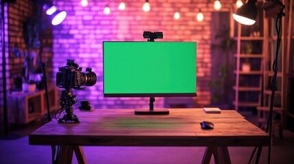 Studio Setup Green Screen Video Production Workspace