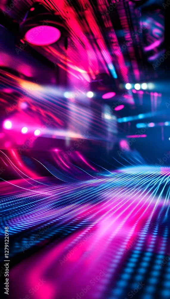 Poster abstract futuristic image of vibrant light trails in dynamic motion