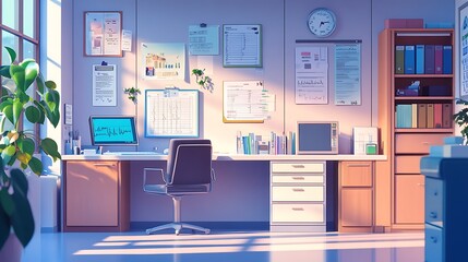 there is a computer desk with a monitor and a laptop on it