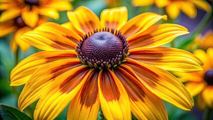 Obraz premium Bright Yellow Rudbeckia Flowers with Black Centers - Portrait Photography
