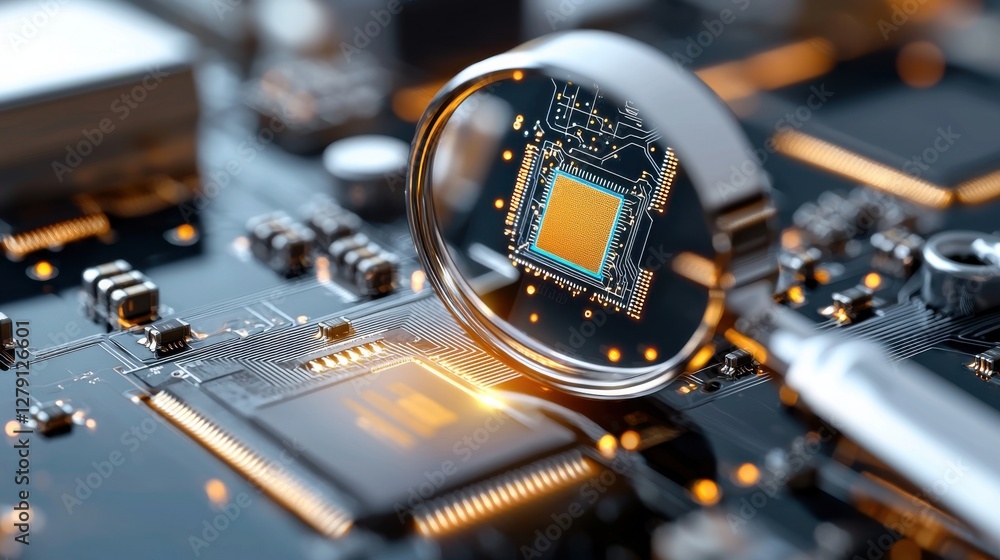 Aufkleber stunning macro view of silicon microchip