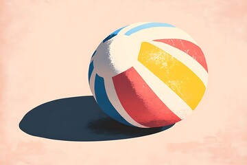 A minimalist illustration of a beach ball with stripes.