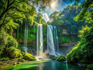 Chiapas Jungle Waterfall Double Exposure - Misol Ha