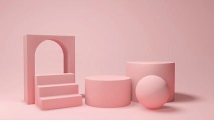 Pink 3D Geometric Podium Platform for Product Display © Zilverlight