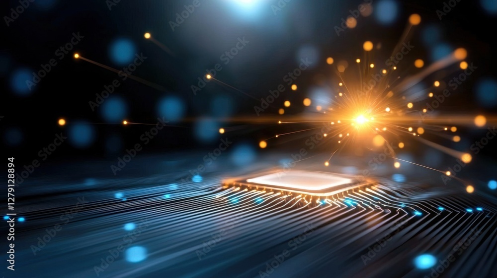 Poster abstract technology animation with glowing elements