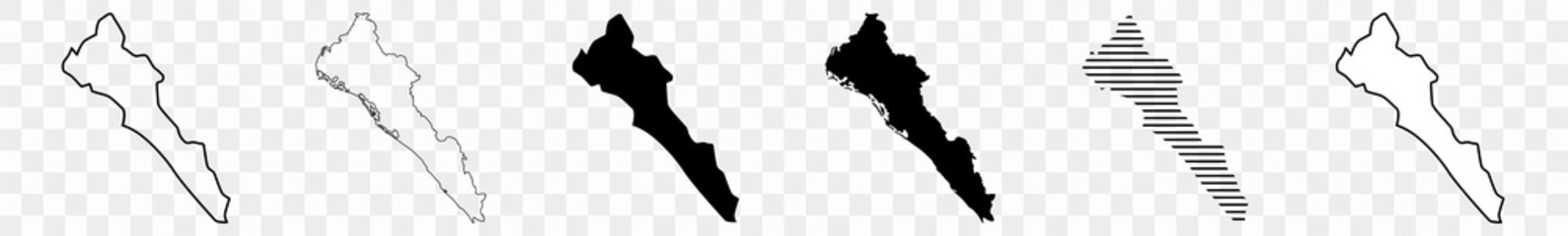 Sinaloa Map Black | Mexican State Border | State Country | Transparent Isolated | Variations