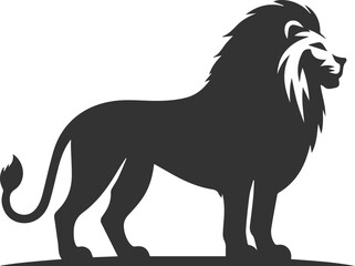 A lion standing still, observing its surroundings vector animal silhouette