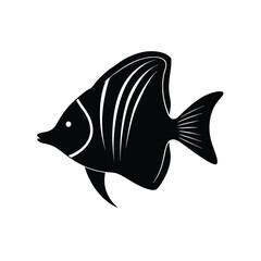 Butterflyfish Silhouette Vector Art Illustration and Butterflyfish Black Color Design