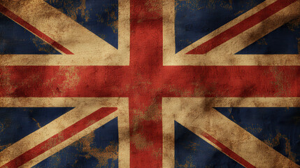 Fototapeta premium Grungy UK flag with distressed texture, showcasing vintage look