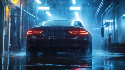 Car washing service advertising banner or poster