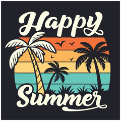 Obraz premium Happy Summer T-Shirt - Summer Vibes Graphic Tee for Vacation
