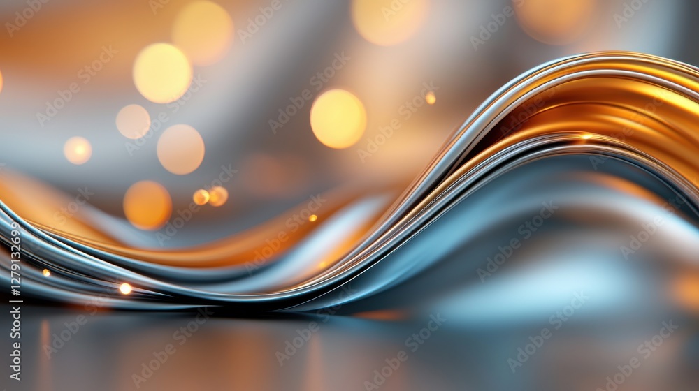 Aufkleber surreal 3d waves with geometric patterns and motion effects