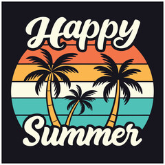 Obraz premium Happy Summer T-Shirt - Summer Vibes Graphic Tee for Vacation