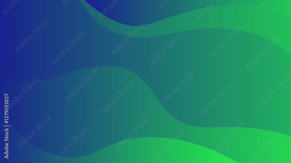 Poster Green Blue Abstract Background Soft Waves. Gradient Fluid Wave Banner Template Design.  Gradient Green Blue liquid Wave Background. Tech glow from curved lines Design