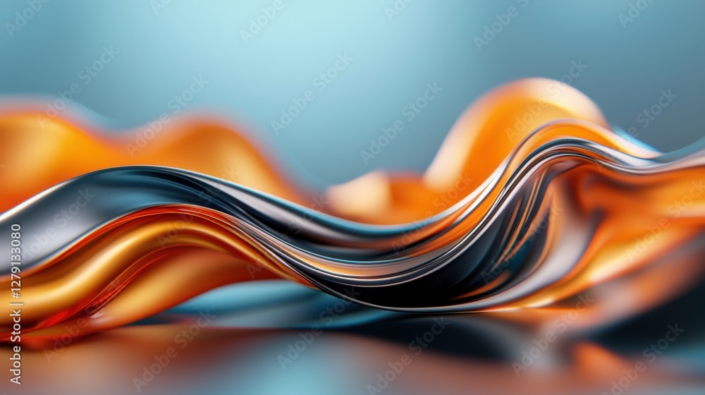 Poster abstract 3d rendering of fluid geometric shapes