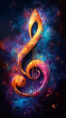bold treble clef colorful abstract pattern high resolution hd picture
