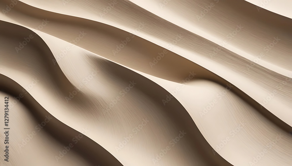 Poster abstract beige waves texture with smooth curving lines and subtle shadows