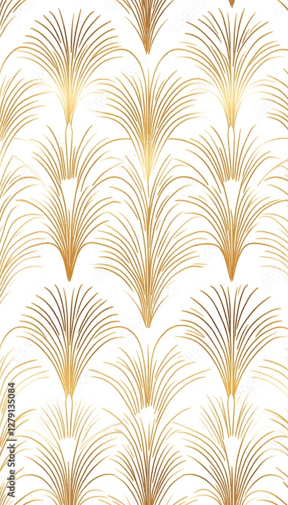 Poster golden art deco design with repeating fan like pattern