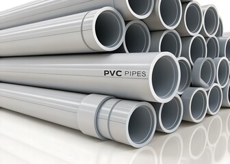 Stacked PVC Pipes in Grayscale with Geometric Symmetry and Smooth Texture