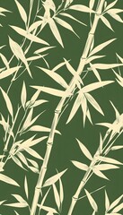 Fototapeta premium Illustration depicting cream colored bamboo leaves against a green background